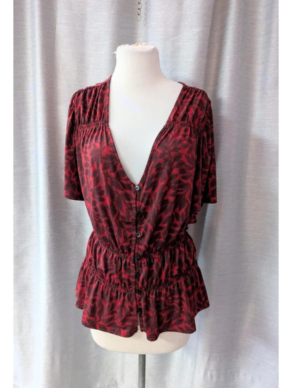 Red Stretchy Peplum Top 2X XXL